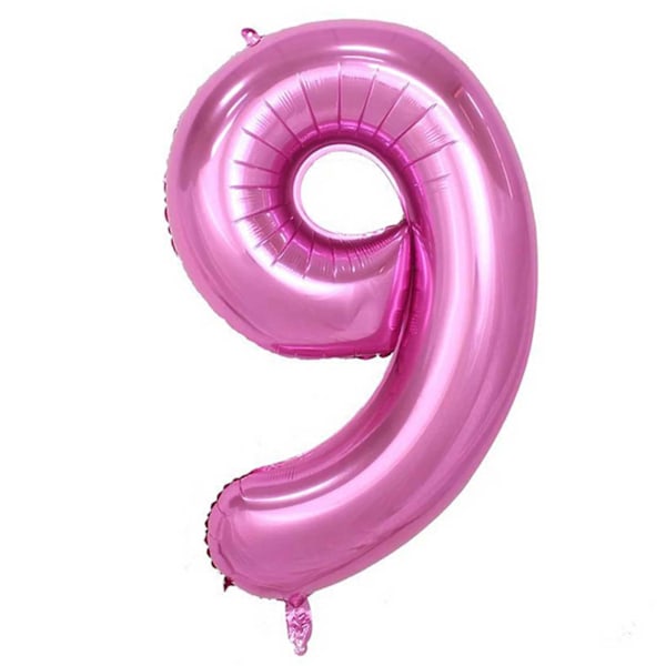 ENORM 102cm Sifferballong Rosa Metallic Nummer 9 Ballong rosa