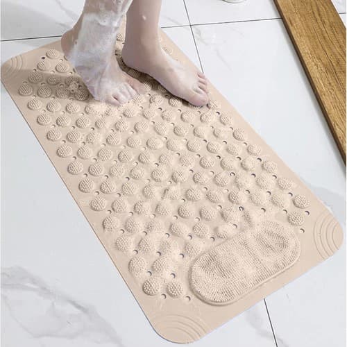 Halkfri Duschmatta med Fotskrubb och Sugkoppar beige
