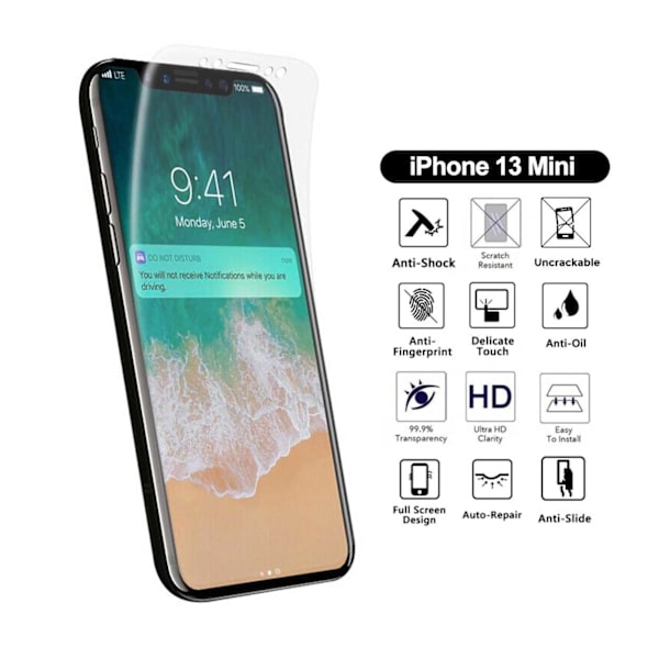 2-Pack Heltäckande iPhone 13 Mini Skärmskydd Displayfilm Nano transparent