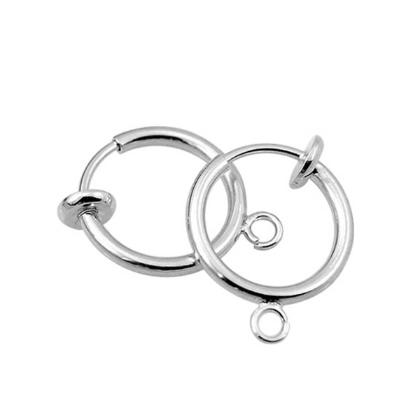 2-pack Stål Clip-on Örhänge Fake Piercing för Valfritt Hänge silver