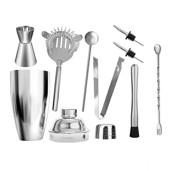 Cocktailset 9-dele Barset 550 ml Shaker rustfrit stål sølv