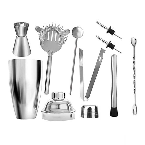 Cocktailset 9-delers barset 550 ml Shaker rustfritt stål sølv