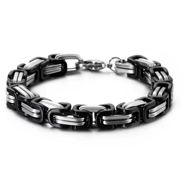 Emperor Link Armbånd Viking Stål Tofarvet Sølv Sort 18cm 18cm