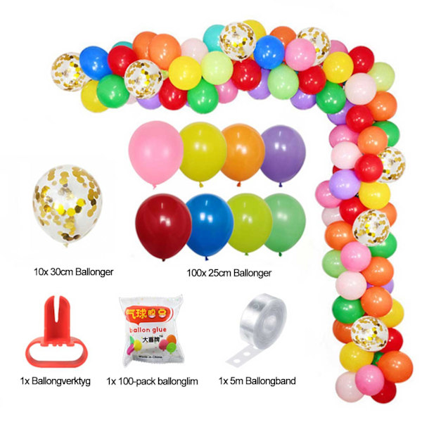 Ballongbåge Barnkalas Blandade Färger Komplett Ballonggirlang 5m flerfärgad