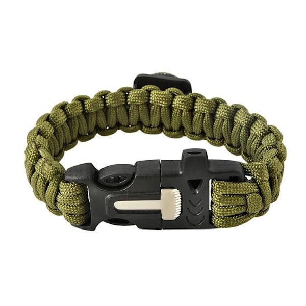 Paracord Survival Rannekoru sytyttimellä ja kompassilla 5-in-1 Green