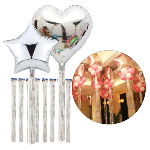 Balloon Tail Silver Glitter Metallic 10-Pack Glitter Drapery sølv