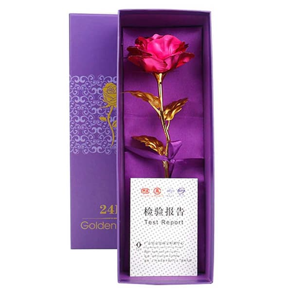 Rosa 24 karat gullbelagt rose 24k i gavepakke gull