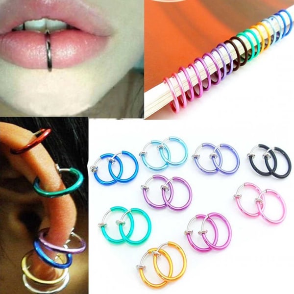 2-pack Lila Fake Piercing Utan Hål Näsring Septum Läppring lila