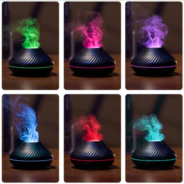 Aroma Diffuser Luftfuktare med Flammande Sken svart