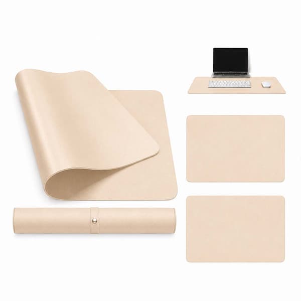 Beige skrivebordsunderlag deskmat 90x40 cm PU-lær beige