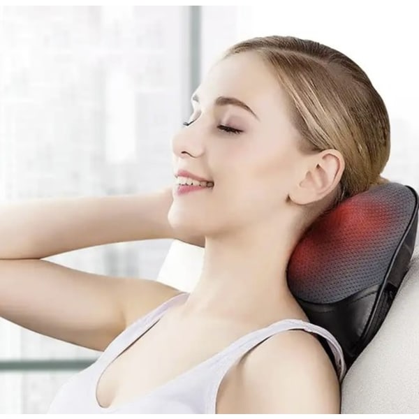 Massagekudde med Värme | Multifunktionell Massage för Nacke, Rygg, Axlar svart