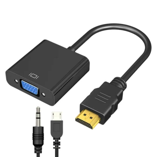 HDMI–VGA-sovitin äänellä musta