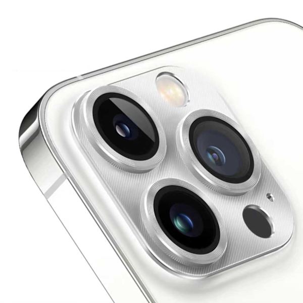 iPhone 15 Pro/15 Pro Max Linsskydd Metall Härdat Glas Silver silver