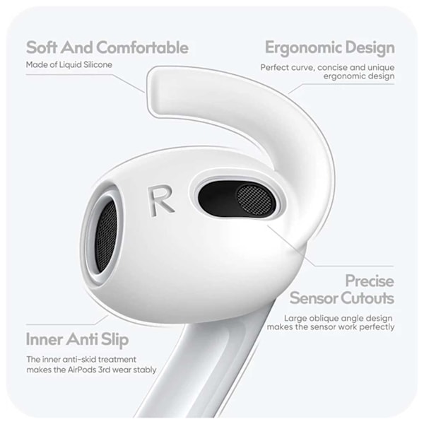 AirPods 3 Öronkrokar - Silikon Earhooks Vit vit