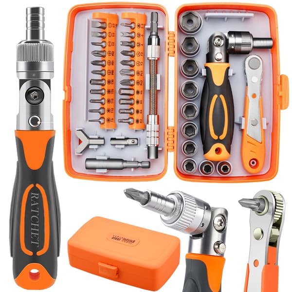 Torx- och Hylsset 38 Delar med Vinkelskruvmejsel Justerbar Bits