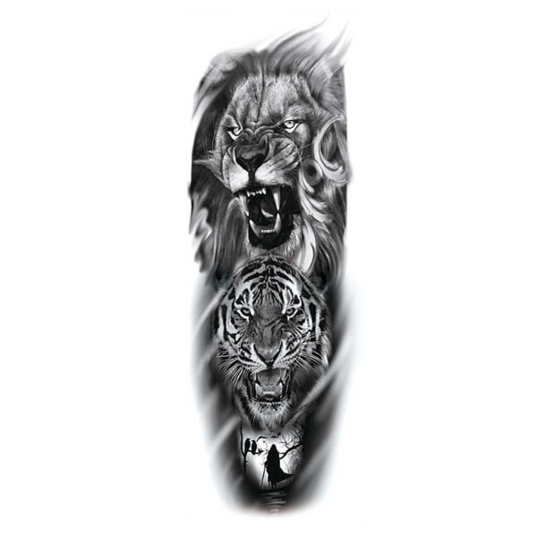 Fake tatuointihihainen väärennetty tatuointi väliaikainen gnuggis -leijona musta