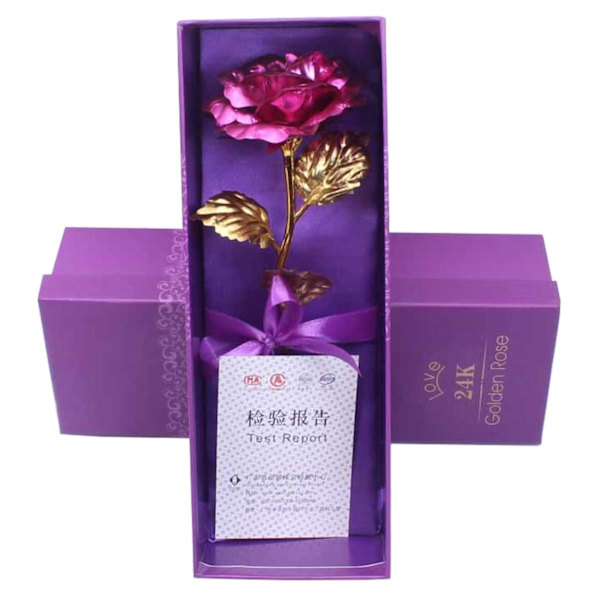Pink 24 Karat Gold Plated Rose 24k i Gavepakke guld