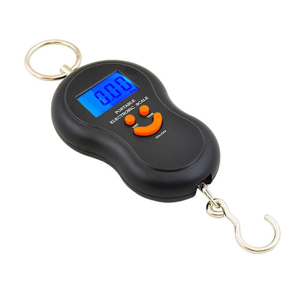 Matkatavaravaaka 50kg | Digitaalinen matkavaaka matkalaukun punnitsemiseen | Koukkuvaaka musta