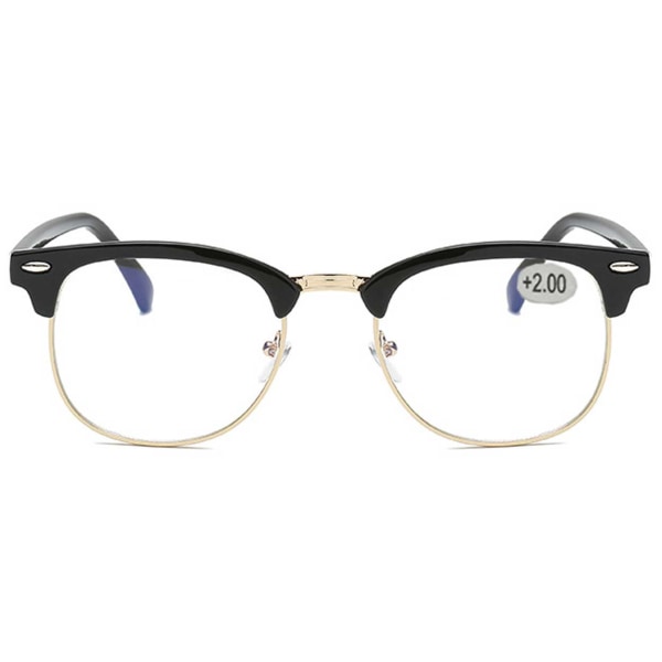 Sort Clubmaster læser briller med guldstyrke - 1 sort