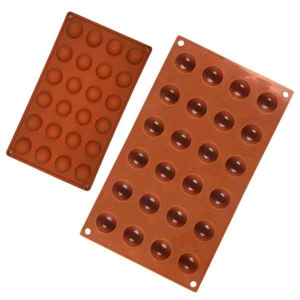 Silikone skimmel 24 kugler halvkugle bageform - is/chokolade/gelé brun