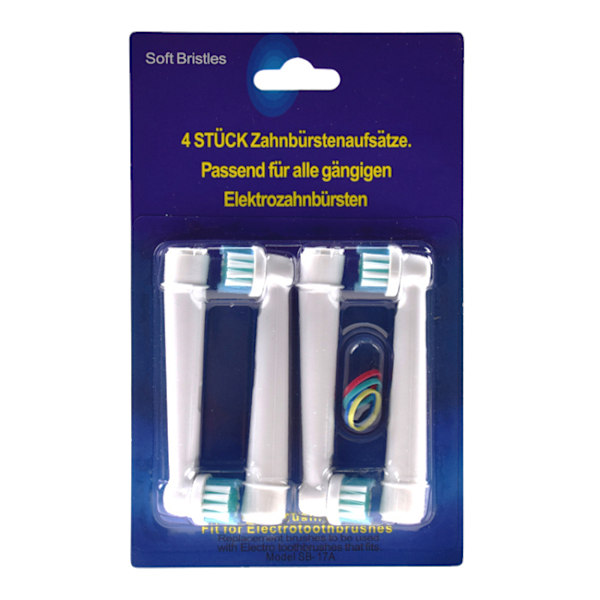 4-pack blød tandbørste hoved oral-b sb-17a hvid