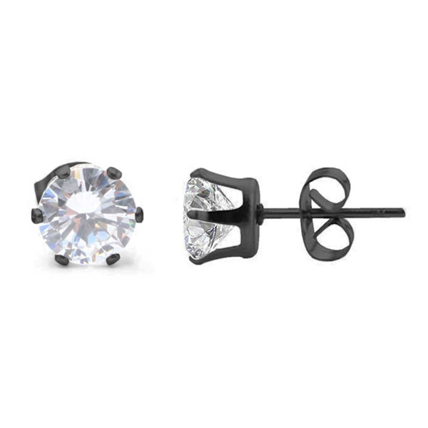 2 -pakk svart krystallpiercing øreringer piercing smykker - 7mm svart