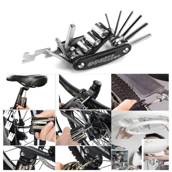Cykel multi -værktøjer - Værktøjskvest til cykelreparation sort