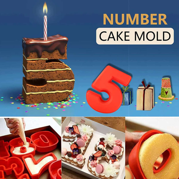 Numeerinen kakun muotoinen leivontamuotti silikoni numerolla