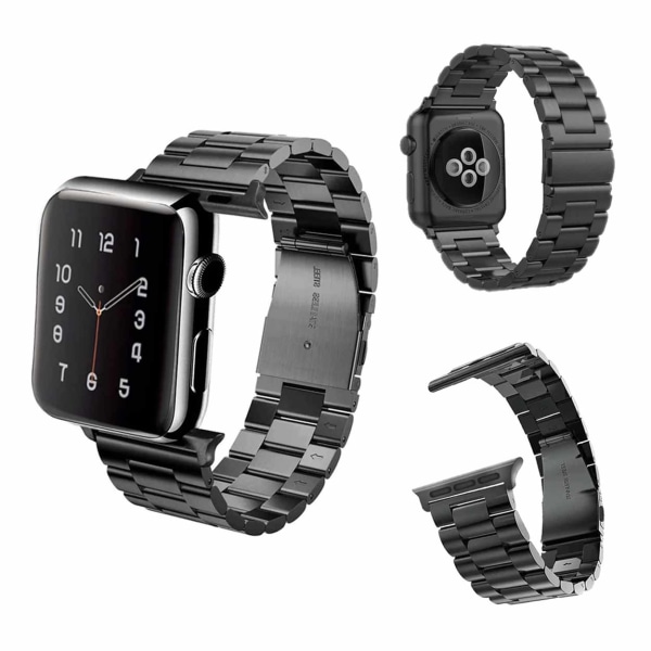 Apple Watch 38/40/41 Link -rannekoru metallimusta musta