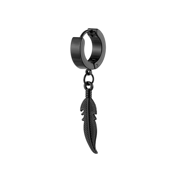 Piercing ørering tyk ring med fjer sort sort