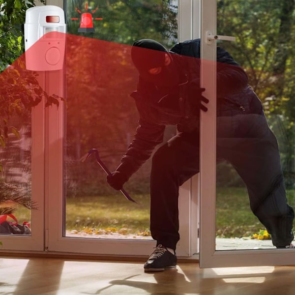 Trådlös Rörelsesensor Larm med 2 Fjärrkontroller 105dB vit