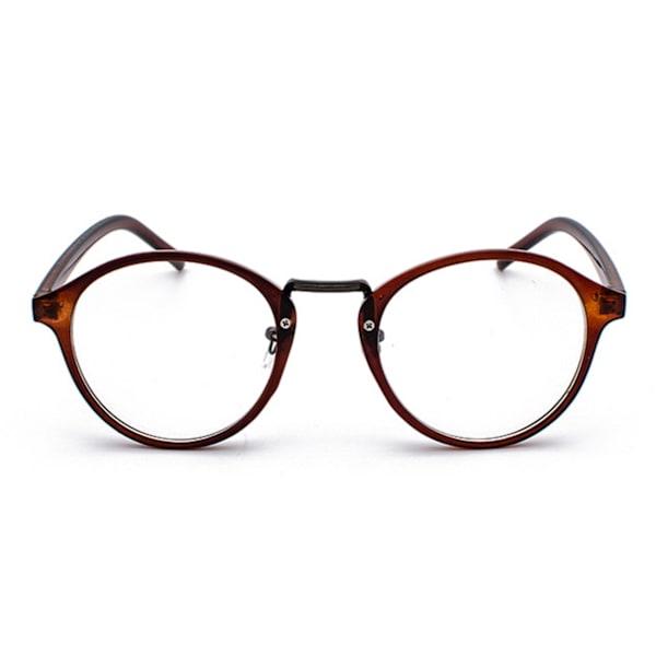 Retro runde ovale briller brunt klart glas uden styrke brun