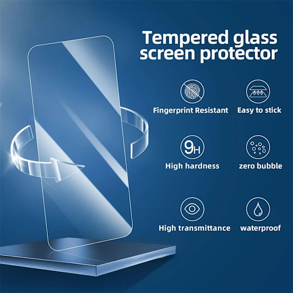 2-pack iPhone 15 Skjermbeskytter HD temperert glass gjennomsiktig