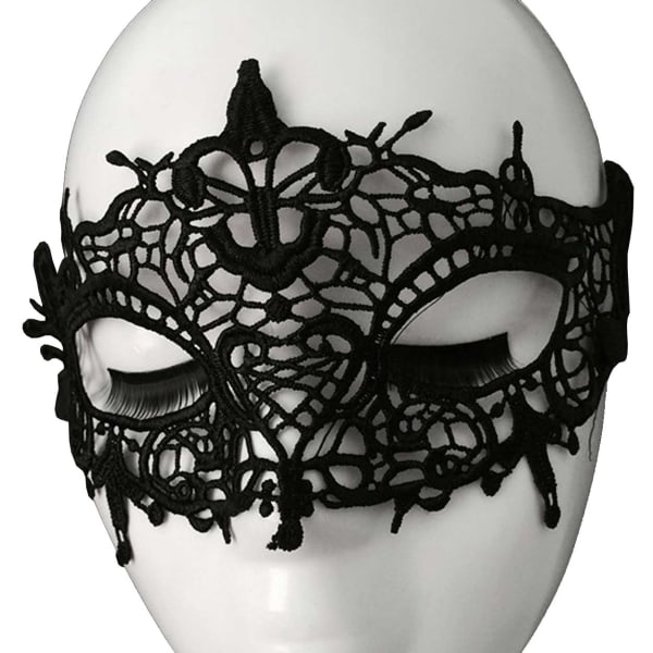 Venetiansk øjenmaske i blonder - tip maske maskeret halloween sort
