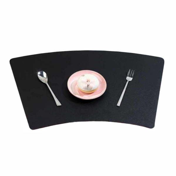 4-Pack Bordstablett i Konstläder Båge Svart 43x30cm svart