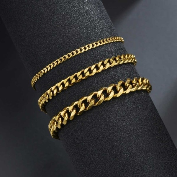 Justerbar Pansan Link Chain Armbånd Gold Kæde 7mm guld