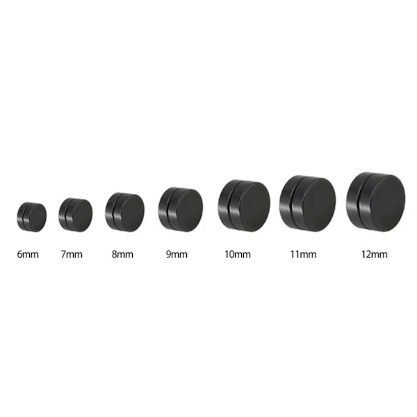 2-pack sølv magnetisk falsk piercing øre forlængelse plug størrelse fri tekst: 12mm 12mm