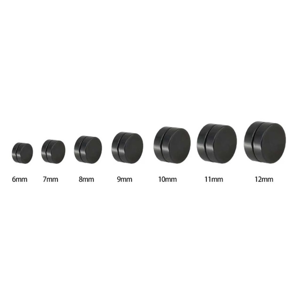 2-pack Svart Magnetisk Fake Piercing Öron Töjning Plug 6mm