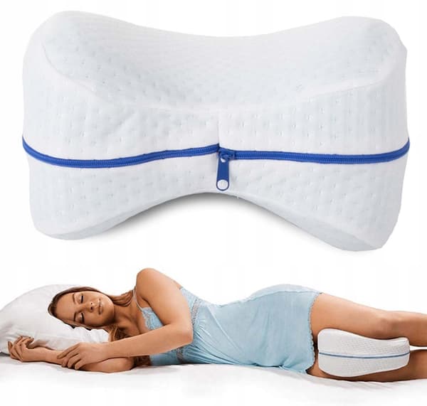 Ortopedisk Benkudde | Ergonomisk Knækudde i Memory Foam for Sidesovere hvit