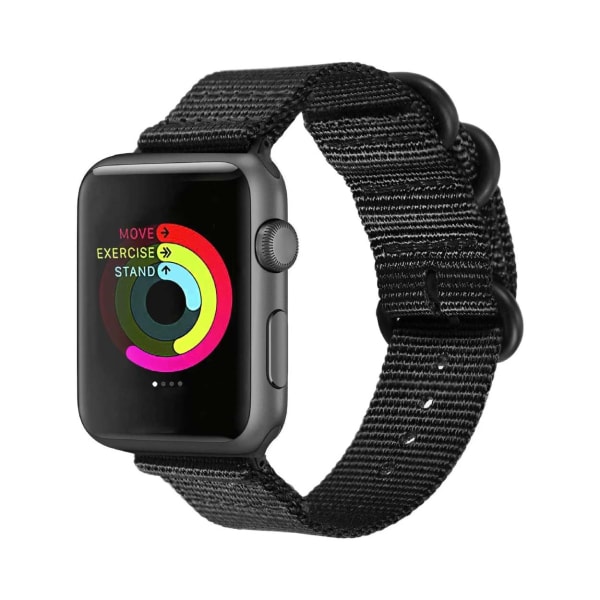 Apple Watch 1-8/SE/Ultra 42/44/45/49 Nylonarmband Natoarmband svart