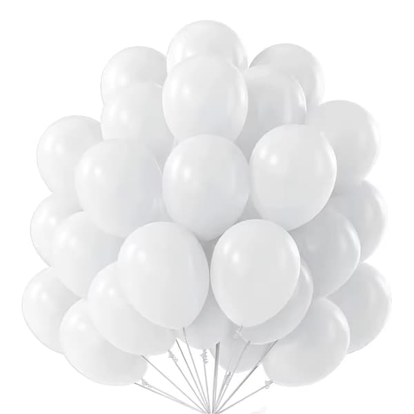 25-Pack Vita Ballonger 10" 25cm vit