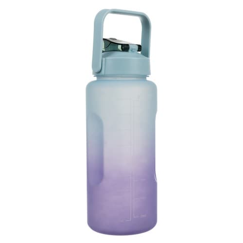 Vattenflaska med Sugrör och Tidsmarkör | Motivational Bottle 2L blå