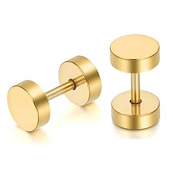 2-pack Fake Plug Fake Forlængelse Øreringe Piercing Jewel Gold - 6mm guld