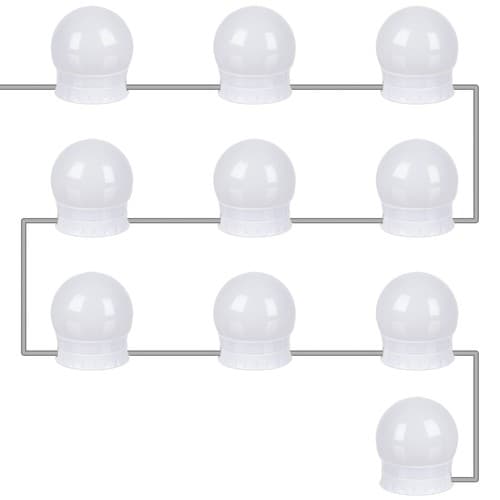 LED-lamper for sminkespeil | 10 selvklebende speillys med USB hvit