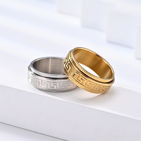 Elegant Mönstrad Ring Guld 9