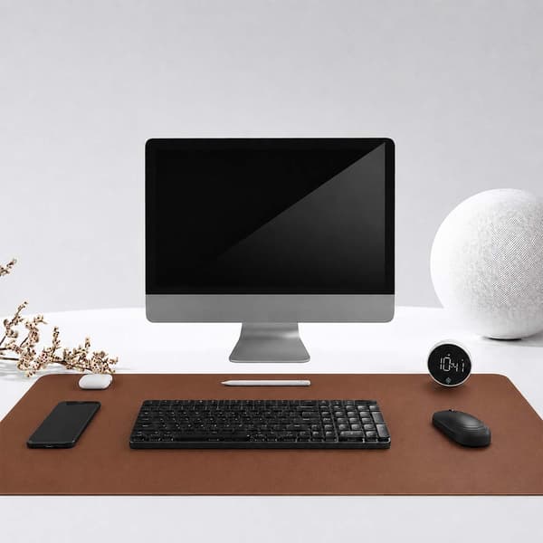 Brunt skrivebordsunderlag deskmat 90x40 cm PU-læder brun