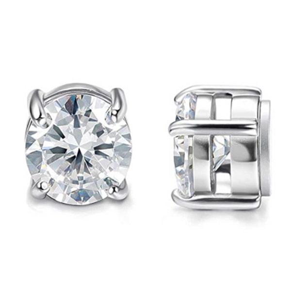 2-pack magnetisk piercing falsk øreringe krystal sølv sølv