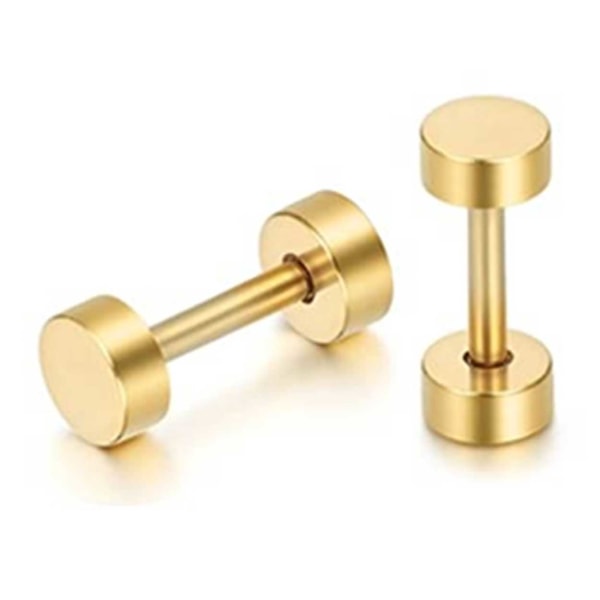 2-pack falsk stik falsk forlængelse øreringe piercing juvel guld - 4mm guld