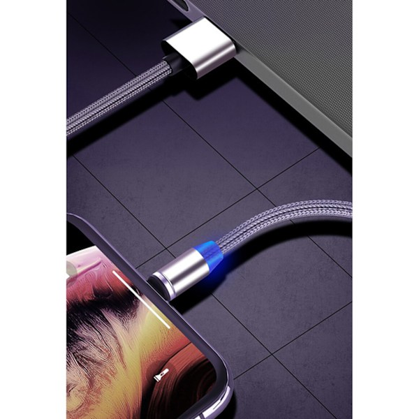 Magneettinen 3-in-1-latauskaapeli USB/Mikro/C-tyyppi/Lightning 1m musta musta
