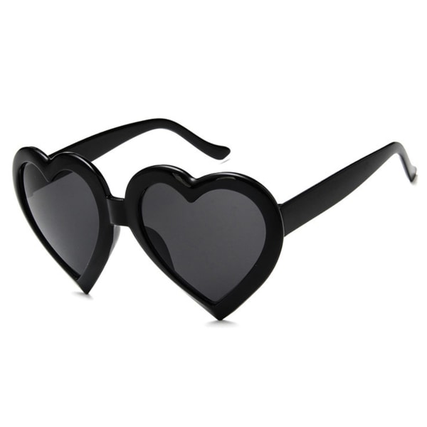 Sort hjerte -formede solbriller mørkt glas sort